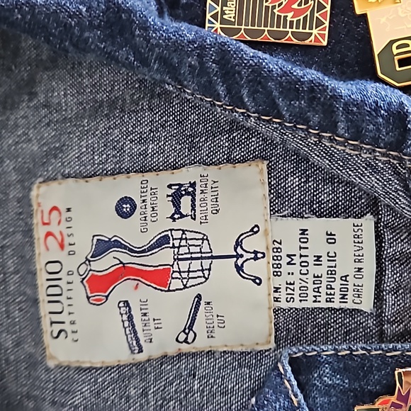 Olympic pins on denim vest - 60+ pins - size Med by Studio 25 - Fun and unique - Picture 7 of 7
